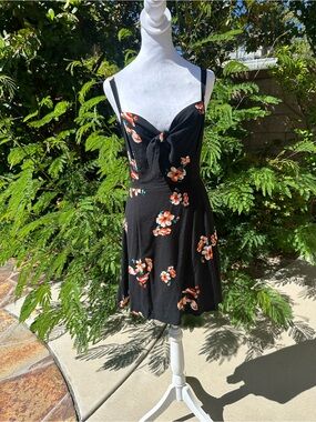 Socialite Black Mini Dress with Orange & White Floral Print